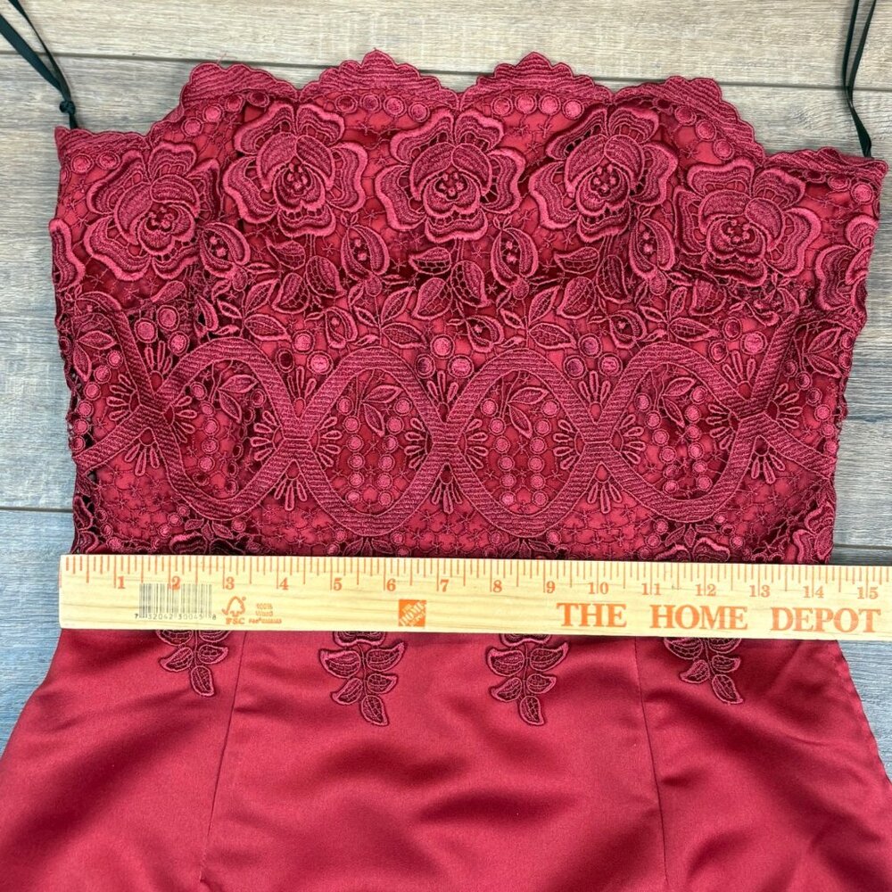 Jessica McClintock‎ Red Strapless Gown & Shawl Lace Satin Size 8 Glam Formal - Picture 14 of 16